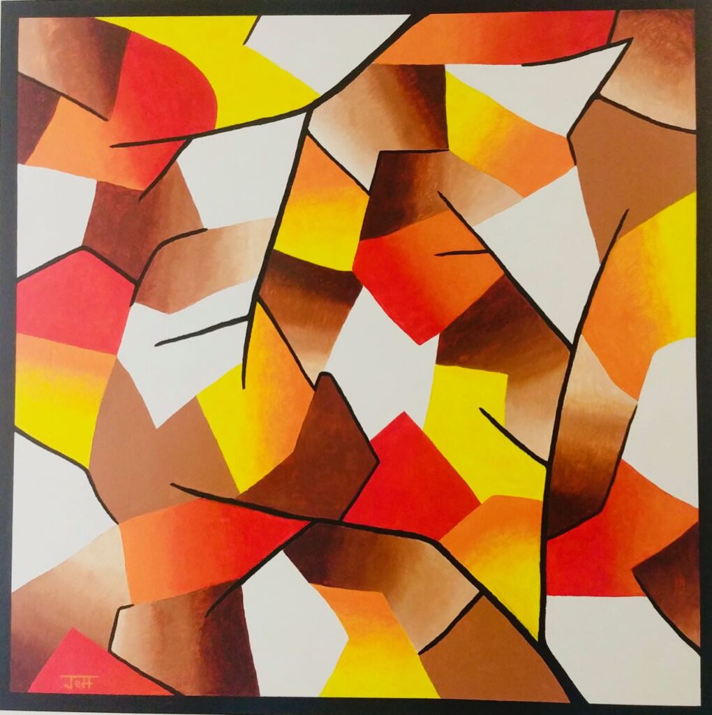 Contemporary abstract representational art, color acrylic mural painting -- season autumn fall