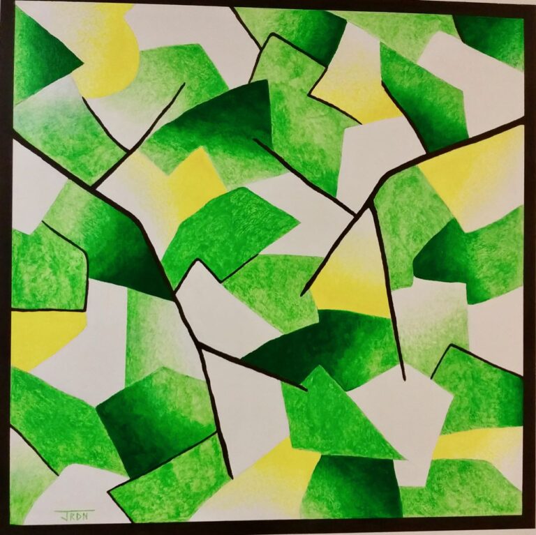 Contemporary abstract representational art, color acrylic mural painting -- season spring