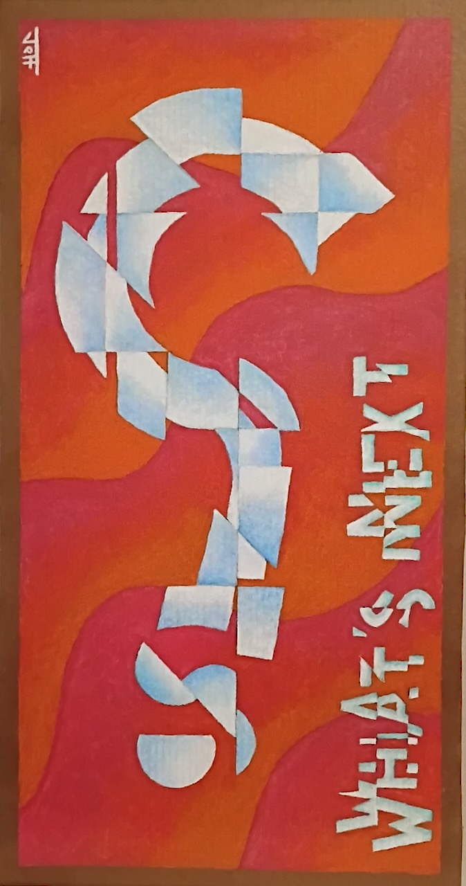 Contemporary abstract representational art, color oil pastel cardboard, cubism -- what's next